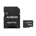 Andoer 64GB Class 10 Memory Card TF Card + TF Card Adapter for Camera Car Camera Cell Phone Table PC Audio Player