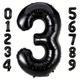 1pcs 40 Inch Large Black Size 0-9 Balloons 1 Roll Balloon Ribbon 1 Straw Large Digital Mylar Foil Helium Balloons For Christmas, Halloween, Thanksgiving Day Gift Easter Gift