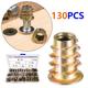 70/130pcs Threaded Inserts, Nut Combination Tool Kit For Wooden Furniture, Zinc Alloy Furniture, Bolt Fastener Connectors, Hexagon Socket Inserts M4/m5/m6/m8/m10