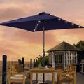 ACEGOSES LED Outdoor Patio 6.5x6.5ft Deck Solar Light Market Umbrella Outside Table Umbrellas With Polyester canopy Navy Blue