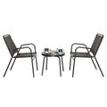 SYTHERS 3 Piece Bistro Table Set Outdoor Furniture Set Patio Dining Chairs Glass End Table for Patio Balcony Black