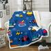 YST Cartoon Tractor Sherpa Blanket for Boys Truck Blanket for Kids Toddler Construction Vehicle Throw Blanket for Chair Excavator Bulldozer Fleece Blanket Equipped Truck Plush Blanket Navy