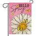 Jbralid Hello Spring Daisy Flower Garden Flag Double Sided Floral Pink Decorative Yard Outdoor Home Small Decor Butterfly Seasonal Burlap Outside House Decoration 12 x 18