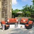 Vcatnet Direct 5 Pieces Outdoor Patio Furniture Sectional Sofa All-weather Conversation Set with Swivel Rocking Chairs for Garden Poolside Orange