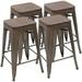 NLIBOOMLife Metal Stool 24 Indoor Outdoor Stackable Barstools Modern Industrial Square Wood Top Stools Set of 4 (24 inch Gun)