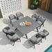 durable LEAF 11 Pieces Patio Dining Sets All-Weather Wicker Outdoor Patio Furniture with Table All Aluminum Frame for Lawn Garden Backyard Deck Outdoor Dining Sets with Cushions and Pillo