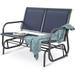 WANLINDZ 2 Seats Outdoor Glider Bench Patio Glider Swing Chair with Powder Coated Steel Frame and Breathable Seat Fabric Outdoor Loveseat Blue