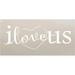 I Love Us Stencil With Heart By | Reusable Mylar Template | Use For Painting Signs On Pallets Wood And Pillows - DIY Home Decor Weddings Valentine Romance - Choose Size (17.5 X 8.5 )