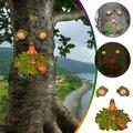 Pretxorve Bird Feeder Luminous Tree Face Pendant Outdoor Garden Courtyard Crafts Tree Face Tree Hanging Decorations Multicolor