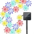 Solar Flower String Lights Waterproof 16ft 20 LED Lotus Flower Fairy Solar String Lights with 8 Lighting Mode for Indoor Outdoor Garden Wedding Party Decoration (Multicolor)