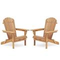 Holaki Set of 2 Outdoor Wooden Folding Adirondack Chair Backrest Pre-Assembled Solid Wood Lounge Patio Chair for Garden Backyard Fire Pit Light Brown