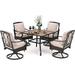 Patio Furniture Set for 6 7 Piece Outdoor Dining Set 6 Swivel Chairs with Cushions and 1 Hand Painting Wood-Like Table for Backyard Garden Poolside