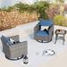 Vcatnet 3 Pieces Outdoor Patio Furniture Wicker Rocking Swivel Chair of 2 for Garden