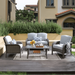 Vcatnet 4 Pieces Outdoor Patio Furniture All-weather Wicker Conversation Set with Coffee Table for Garden Poolside Gray