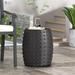 Outdoor Lightweight Concrete Side Table Black Modern Contemporary Round Water Resistant