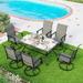 durable 7 Pieces Patio Dining Set Rectangular Expandable Black Metal Table with 9 Padded Textilene Fabric Swivel Chairs Outdoor Furniture Set for Garden Poolside Backyard Porch