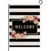 YCHII Personalized House Flag Large Double Sided Welcome Flower Welcome Friends Farmhouse Decor Yard Decor Outdoor Decor Black and White Stripes Garden Flag Inch