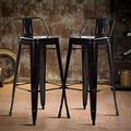 LLBIULife Counter Stools Industrial Set of 2 Cafe Farmhouse Bistro Metal Chairs with Back Stackable Tolix-Style Modern Barstools 30 Inch for Indoor Outdoor Kitchen Counter Patio Work Pub