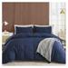 WTYCB Navy Blue Duvet Cover King (104 x 90 inches) 3 Pieces (1 Duvet Cover + 2 Pillow Cases) Seersucker Textured Ultra Soft Washed Microfiber Textured Duvet Cover with Zipper Closure Corner Ties
