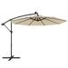 Topbuy 10 FT Solar Offset Hanging Umbrella w/ 40 Lamp Beads Solar Panel Easy Tilt Adjustment Lighted Patio Cantilever Umbrella Beige