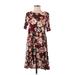 Agnes & Dora Casual Dress: Burgundy Floral Dresses - Women's Size Small