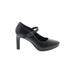 Clarks Heels: Mary Jane Chunky Heel Chic Black Solid Shoes - Women's Size 6 1/2 - Round Toe