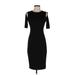 Bailey 44 Casual Dress - Sheath Crew Neck 3/4 sleeves: Black Solid Dresses - Women's Size X-Small
