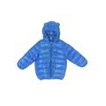 Coat: Blue Solid Jackets & Outerwear - Kids Girl's Size 110