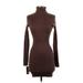 Wild Fable Casual Dress - Mini High Neck Long sleeves: Brown Solid Dresses - New - Women's Size X-Small