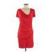 Black Halo Casual Dress - Mini Cowl Neck Short sleeves: Red Print Dresses - Women's Size Medium