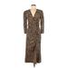 Veronica Beard Casual Dress - Wrap: Tan Leopard Print Dresses - New - Women's Size 6