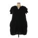 Universal Thread Casual Dress - Shift V Neck Short sleeves: Black Print Dresses - Women's Size 2X-Large
