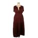 By Anthropologie Cocktail Dress - Maxi V-Neck Short sleeves: Burgundy Solid Dresses - Women's Size X-Large