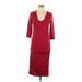 Michael Stars Casual Dress - Sheath: Burgundy Dresses - Women's Size Large Petite