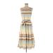 DKNY Casual Dress - Midi High Neck Sleeveless: Tan Print Dresses - Women's Size 6