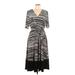 Hobbs London Casual Dress - Midi V Neck 3/4 sleeves: Gray Zebra Print Dresses - Women's Size 10