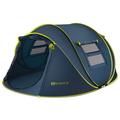 QOMOTOP Instant Tent 4-Person Camp Tent Automatic Setup Pop Up Tent Waterproof Huge Side Screen Windows Blue