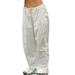 Women Pants Baggy Cargo Street Hip Hop Joggers Sweatpants Drawstring Loose Soft Classic Elastic Waisted Wide-Leg Dress Golf Trousers Casual Fashion Business Long Regular Trouser