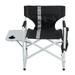 1-piece Padded Folding Outdoor Chair with Side Table and Storage Pockets Lightweight Oversized Directors Chair for indoor Outdoor Camping Picnics and Fishing Black/Grey