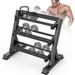 3-Tier Dumbbell Rack Stand Hex dumbbells Hand Weights Rack Holder for Home Gym Storage Organizer Adjustable Reverse Install Available (Rack Only)