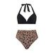 QWZNDZGR CUPSHE Leopard Halter High Waist Bikini Sets Swimsuit For Women Sexy V-neck Two Pieces Beachwear 2023 Bathing Suit Swimwear