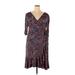 Kiyonna Casual Dress - Wrap V-Neck 3/4 sleeves: Blue Dresses - Women's Size 2 Plus
