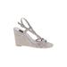 White House Black Market Wedges: Gray Print Shoes - Women's Size 7 1/2 - Open Toe