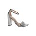 Sam Edelman Heels: Silver Snake Print Shoes - Women's Size 6 1/2 - Open Toe