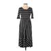 Hailey & Co. Casual Dress - A-Line Scoop Neck 3/4 sleeves: Black Stripes Dresses - Women's Size Small