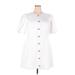 Danielle Bernstein Casual Dress - A-Line High Neck Short sleeves: White Solid Dresses - Women's Size 18 Plus