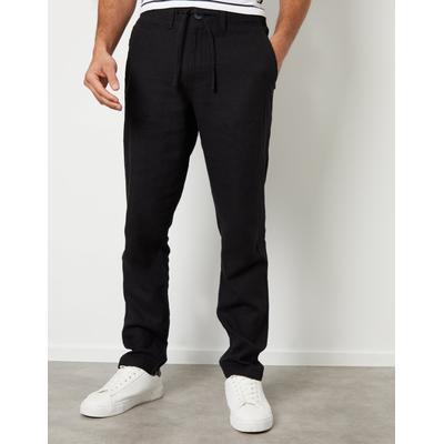 Black Linen Blend Trousers