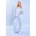 Kaiia Logo Wide Leg Sweat Pants Light Blue UK 24