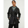 Dorothy Perkins Faux Leather Short Trench Coat - Black, Black, Size M, Women