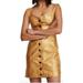 Free People Dresses | Free People Goldie Leather Mini Sleeveless Dress 2 Nwt | Color: Gold | Size: 2